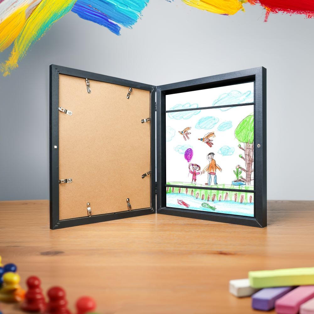 2-Pack Changeable Kids Artwork Frame with Storage - 10x12 Inch, Front-Opening Design, Fits 8.5x11