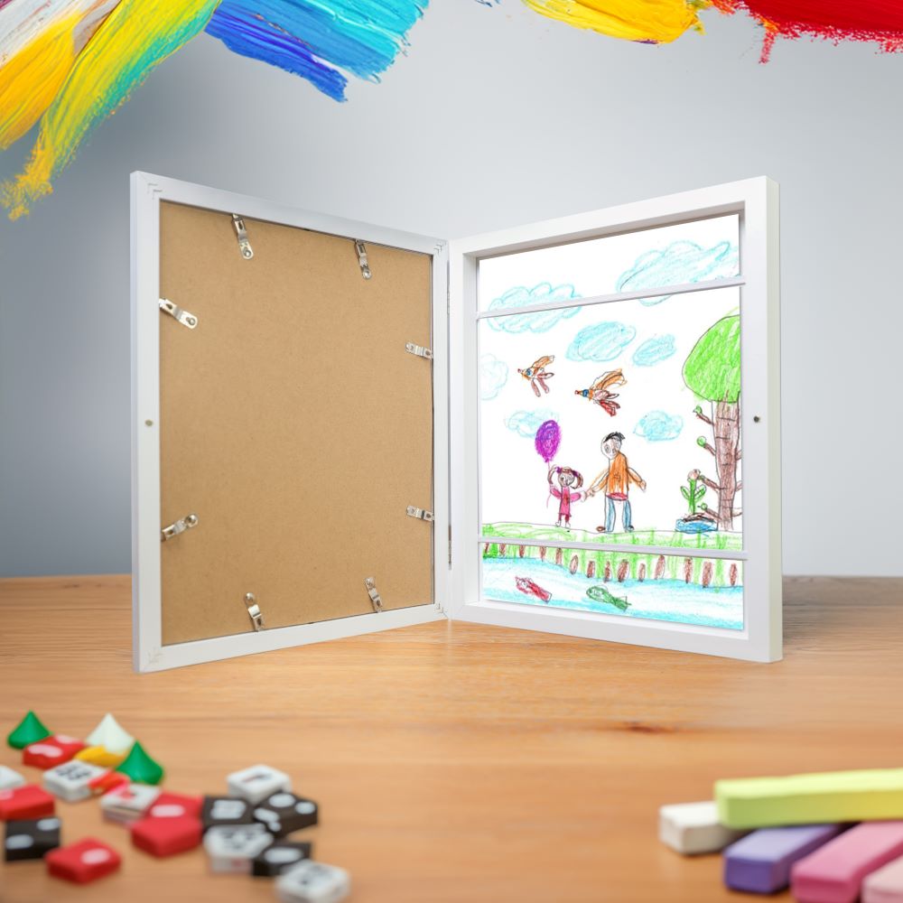 2-Pack Changeable Kids Artwork Frame with Storage - 10x12 Inch, Front-Opening Design, Fits 8.5x11