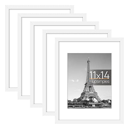 Picture Frame Set of 5, Display Pictures with Mat Without Mat, Wall Gallery Photo Frames