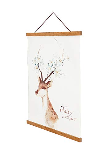 Magnetic Poster Hanger Frame, Light Wood Wooden Magnet Canvas Artwork Print Dowel Poster Hangers Frames Hanging Kit