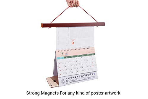 Magnetic Poster Hanger Frame, Light Wood Wooden Magnet Canvas Artwork Print Dowel Poster Hangers Frames Hanging Kit