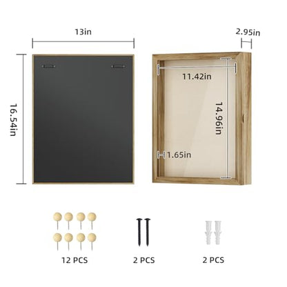 Shadow Box Display Case Picture Frame with Linen Back Wood Carbonized