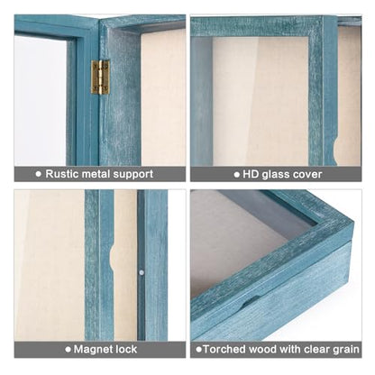 Shadow Box Display Case Picture Frame with Linen Back Wood Carbonized