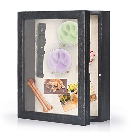 Shadow Box Display Case Picture Frame with Linen Back Wood Carbonized