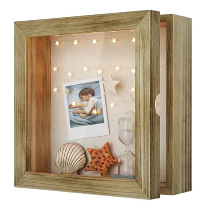 Shadow Box Display Case Picture Frame with Linen Back Wood Carbonized