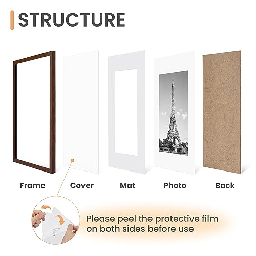 Picture Frame Set of 5, Display Pictures with Mat Without Mat, Wall Gallery Photo Frames