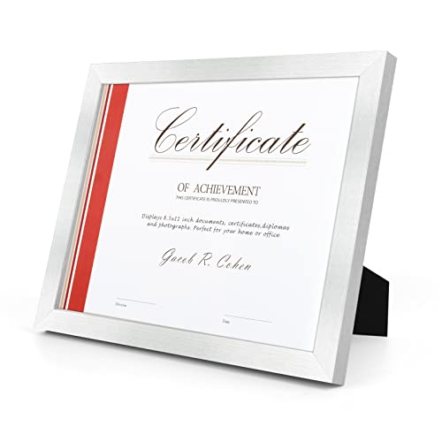 8.5 x 11 Picture Frame with Back Hangers for Wall Display, Easel Stand for Tabletop, for Certificates, Wide Molding