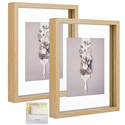 Floating Frame Set of 2, Double Glass Rustic Photo Frame for Wall Hanging or Tabletop, Display 4x6 or 3x5 Photo for Floating Effect