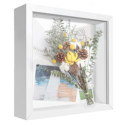 Shadow Box Frame Display Case with Letter Stickers, 3D Picture Frame, Display Case Box for Memorabilia, Baby Items, Wedding Memories, Crafts, Tickets and Photos