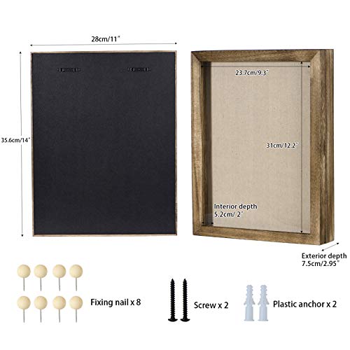 Shadow Box Display Case Picture Frame with Linen Back Wood Carbonized