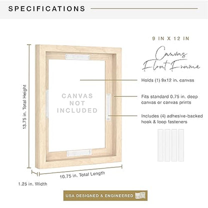 Floating Canvas Frame, Art Frames for Canvas Paintings with Adhesive Fasteners and Hanging Hardware