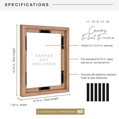 Floating Canvas Frame, Art Frames for Canvas Paintings with Adhesive Fasteners and Hanging Hardware