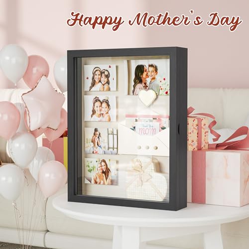 Shadow Box Display Case Picture Frame with Linen Back Wood Carbonized