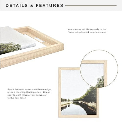 Floating Canvas Frame, Art Frames for Canvas Paintings with Adhesive Fasteners and Hanging Hardware