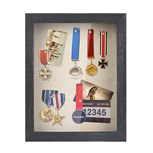 Shadow Box Display Case Picture Frame with Linen Back Wood Carbonized