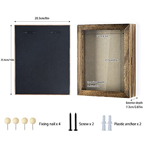 Shadow Box Display Case Picture Frame with Linen Back Wood Carbonized