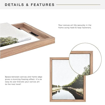 Floating Canvas Frame, Art Frames for Canvas Paintings with Adhesive Fasteners and Hanging Hardware