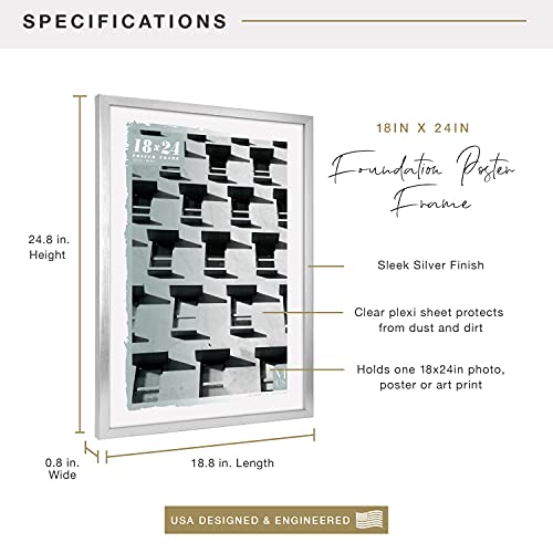 Foundation Poster Frame Traditional Brass, Vertical & Horizontal Wall Hanging Large Picture Frame for Photos, Posters & Art Prints