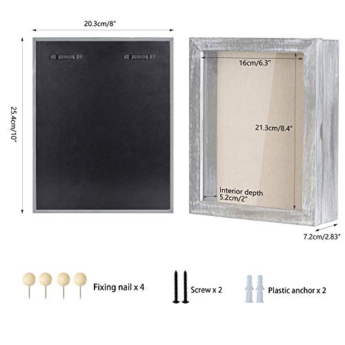 Shadow Box Display Case Picture Frame with Linen Back Wood Carbonized