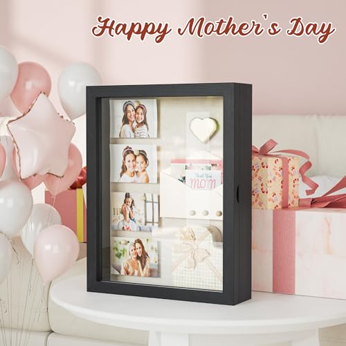 Shadow Box Display Case Picture Frame with Linen Back Wood Carbonized