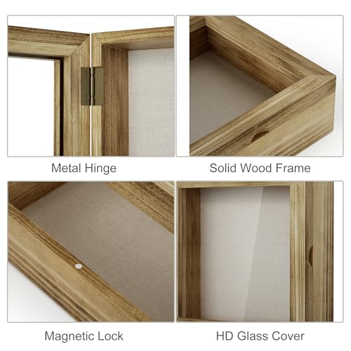 Shadow Box Display Case Picture Frame with Linen Back Wood Carbonized