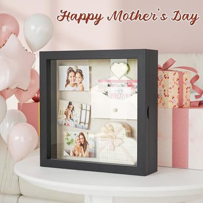 Shadow Box Display Case Picture Frame with Linen Back Wood Carbonized