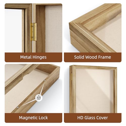 Shadow Box Display Case Picture Frame with Linen Back Wood Carbonized