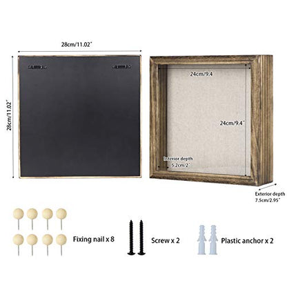 Shadow Box Display Case Picture Frame with Linen Back Wood Carbonized