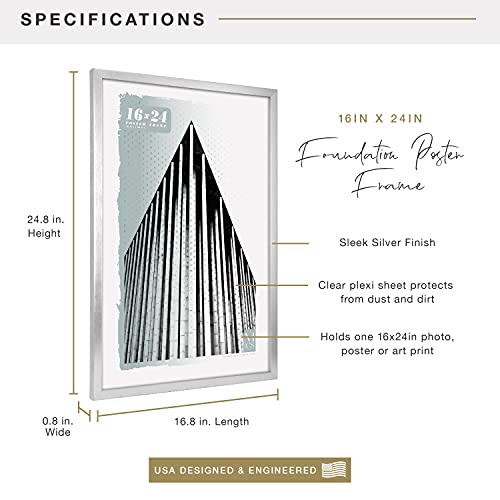 Foundation Poster Frame Traditional Brass, Vertical & Horizontal Wall Hanging Large Picture Frame for Photos, Posters & Art Prints