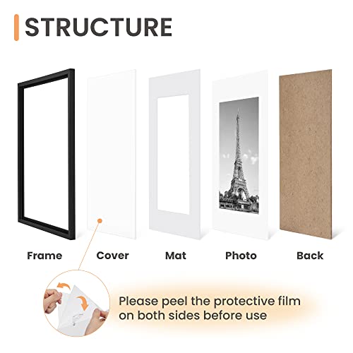 Picture Frame Set of 5, Display Pictures with Mat Without Mat, Wall Gallery Photo Frames