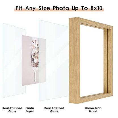 Floating Frame Set of 2, Double Glass Rustic Photo Frame for Wall Hanging or Tabletop, Display 4x6 or 3x5 Photo for Floating Effect