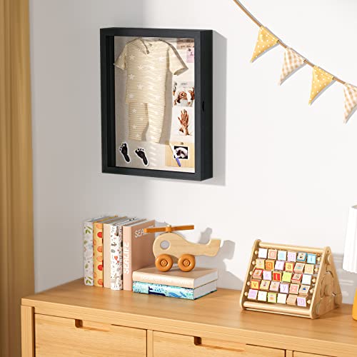 Shadow Box Display Case Picture Frame with Linen Back Wood Carbonized