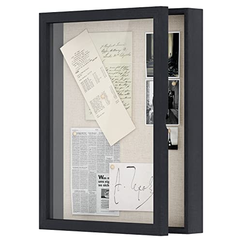 Shadow Box Display Case Picture Frame with Linen Back Wood Carbonized