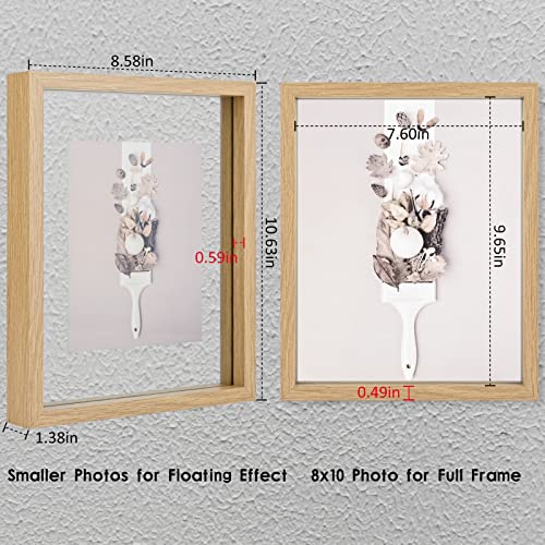 Floating Frame Set of 2, Double Glass Rustic Photo Frame for Wall Hanging or Tabletop, Display 4x6 or 3x5 Photo for Floating Effect