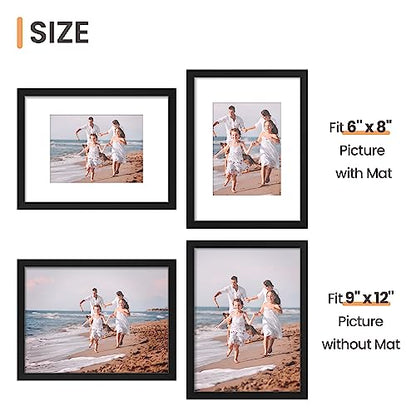 Picture Frame Set of 5, Display Pictures with Mat Without Mat, Wall Gallery Photo Frames