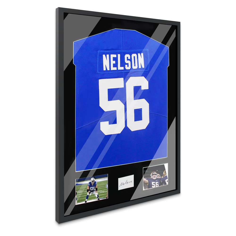 32"x24" Jersey Frame Display Case Wooden Wall Mounted Matt Black Shadow Box Displaying Two Idol's Photos and One Signature