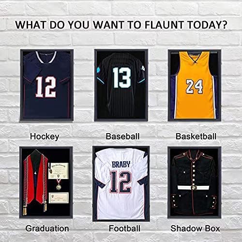 Jersey Display Frame Case - Large Lockable Frames Shadow Box with UV Protection for Baseball Basketball Football Soccer Hockey Sport Shirt Matte Finish