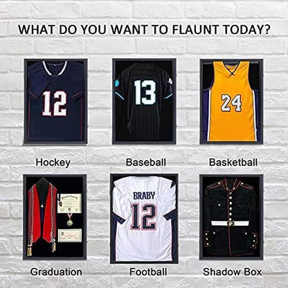 Jersey Display Frame Case - Large Lockable Frames Shadow Box with UV Protection for Baseball Basketball Football Soccer Hockey Sport Shirt Matte Finish