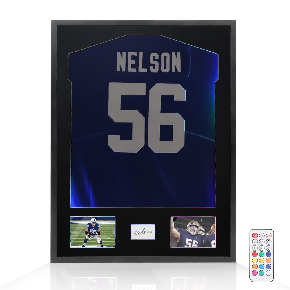 32"x24" Jersey Frame Display Case Wooden Wall Mounted Matt Black Shadow Box Displaying Two Idol's Photos and One Signature