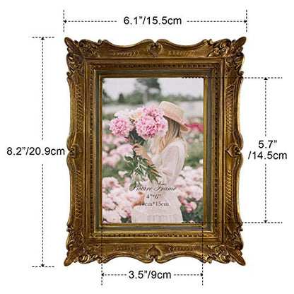 Vintage Bronze Gold Picture Frame, Ornate Antique Picture Frame for Wedding, Retro Photo Frame Displays Horizontally or Vertically On Tabletop