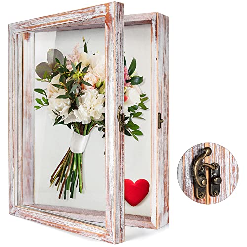 Shadow Box Display Case 13 x 16 Flowers Shadow Box Frame with Glass Window Picture Frame Wedding Bouquet