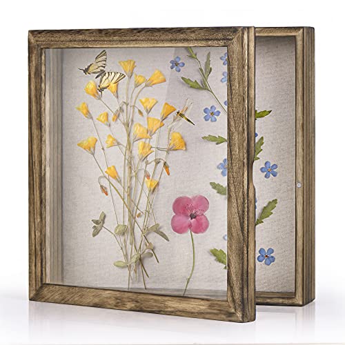 Shadow Box Display Case Picture Frame with Linen Back Wood Carbonized