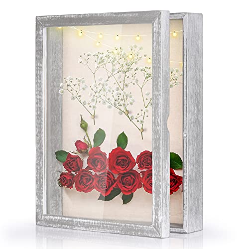 Shadow Box Display Case Picture Frame with Linen Back Wood Carbonized