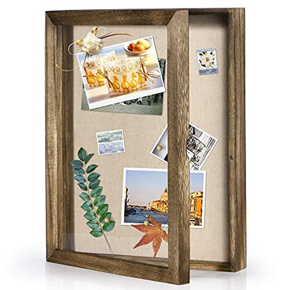 Shadow Box Display Case Picture Frame with Linen Back Wood Carbonized