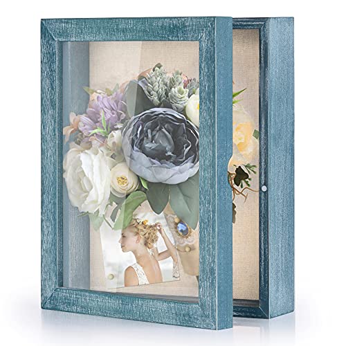 Shadow Box Display Case Picture Frame with Linen Back Wood Carbonized