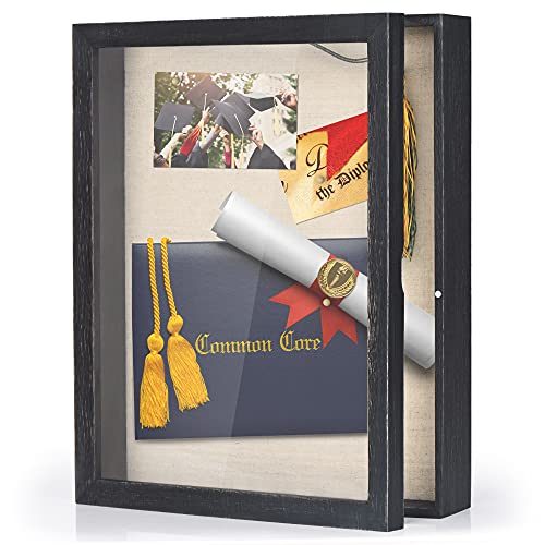 Shadow Box Display Case Picture Frame with Linen Back Wood Carbonized