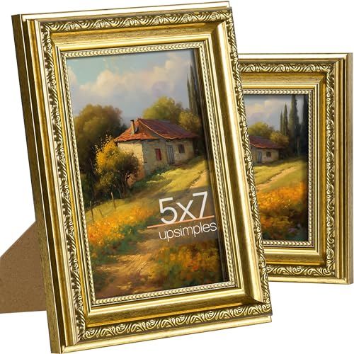 Picture Frame with Real Glass, 2 Pack Ornate Vintage Picture Frames for Wall or Tabletop Display