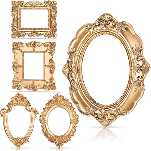 5 Pieces Vintage Resin Picture Frame Antique Photo Frames, Jewelry Display Frame DIY NO GLASS or BACKING