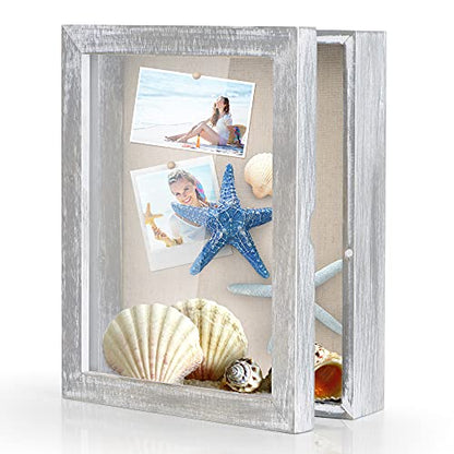 Shadow Box Display Case Picture Frame with Linen Back Wood Carbonized