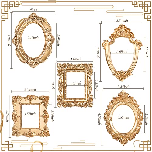 5 Pieces Vintage Resin Picture Frame Antique Photo Frames, Jewelry Display Frame DIY NO GLASS or BACKING